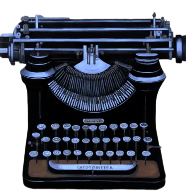 zeigt eine sehr alte Schreibmaschine