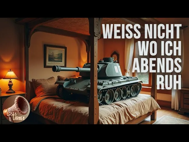 Cover weiss nicht wo ich abends ruh, zeigt einen Panzer im Bett