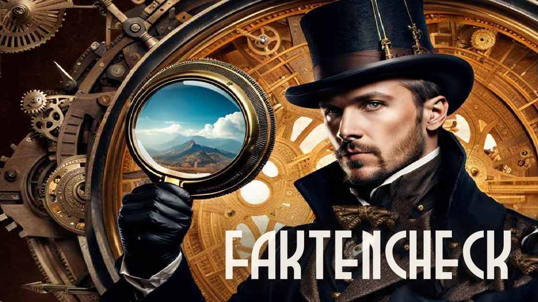 Cover zur Miniserie Faktencheck, zeigt einen Detektiv im Steampunk-Look mit Lupe